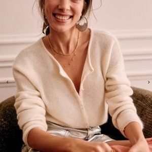 Sezane Gaspard Mohair and Alpaca Cardigan with Mother of Pearl Buttons, XS